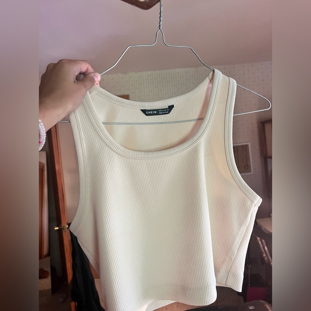 SHEIN cream ribbed tank